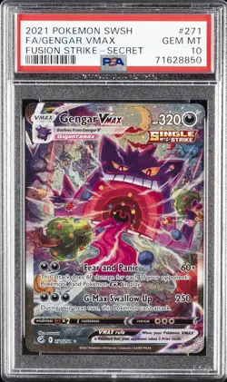 2021 POKEMON SWORD & SHIELD FUSION STRIKE SECRET FULL ART/GENGAR VMAX PSA 10 - Image 1