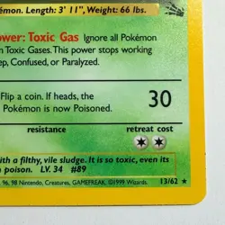 Pokemon TCG Muk Holo Rare Fossil Set 13/62 WOTC Vintage 1999 - Image 5