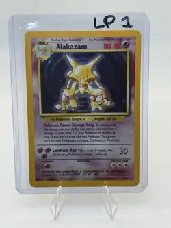 Pokemon TCG Alakazam Base Set Holo Card 1/102 Unlimited Holo Rare, LP Condition - Image 1