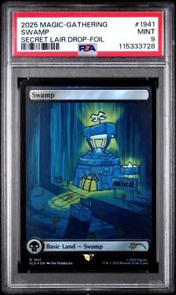 MTG Swamp FOIL SpongeBob Secret Lair Drop (SLD) Rare Magic Card #1941 PSA 9 Mint - Image 1