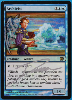 Archivist FOIL 8th Edition NM Blue Rare SIGNED ALTERED CARD (505194) ABUGames - Image 1