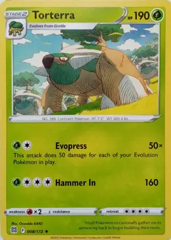 008/172 TORTERRA | RARE | BRILLIANT STARS POKEMON CARD - Image 1