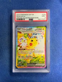 2024 POKEMON SSP EN-SURGING SPARKS SPECIAL ILLUSTRATION RARE PIKACHU EX PSA 9 - Image 1