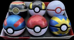 Pokemon TCG Poke Ball Tin EMPTY Lot Of 6 With Coins - Rare - Collector Balls - Image 1