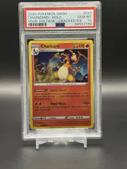 2020 POKEMON SWORD & SHIELD VIVID VOLTAGE CRACKED ICE #025 CHARIZARD HOLO PSA 10 - Image 1