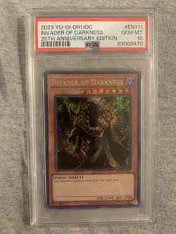 YUGIOH Invader of Darkness 25th Anniversary IOC-EN111 Secret Rare Psa 10 - Image 1