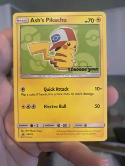 Ash's Pikachu - SM112 - Pokemon TCG Sun & Moon Promo Rare Card MP - Image 1