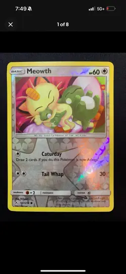MEOWTH REVERSE HOLO - 147/214 - SM UNBROKEN BONDS - COMMON POKEMON CARD - LP - Image 1