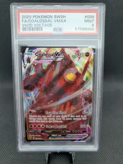 2020 Pokemon Game SWSH Vivid Voltage - Full Art - 099 Coalossal VMAX PSA 9 MINT - Image 1