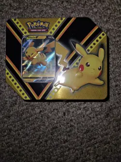 Pokemon V Powers Tin Pikachu NEW Factory Sealed & Match Battle Holo Rare Promo - Image 1