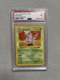 1999 POKEMON GAME NIDORINO SHADOWLESS - PSA 9 - #37 37/102 MINT GENUINE - Image 1