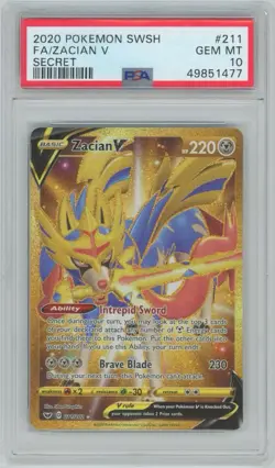 2020 Pokemon Zacian V #211 - PSA 10 GEM MINT - Sword & Shield Secret Rare - Image 1