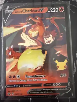 Lance’s Charizard V SWSH133 Full Art Holo 2021 Pokemon Celebrations Black Star - Image 2