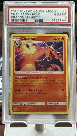 2018 POKEMON SUN & MOON #3 CHARIZARD - HOLO GEM MT DRAGON MAJESTY PSA 10 GEM MT - Image 1