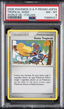 2008 POKEMON DIAMOND & PEARL WORLD 08 PROMO ITALIAN #DP25 TROPICAL WIND PSA 8 - Image 1
