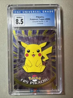 Pokemon Topps 2000 Pikachu Chrome Series 1 #25 CGC Graded 8.5 NM/Mint - Image 1
