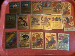 Pokemon Gold Foil Fan Art Cards Lot of 17 - Image 1