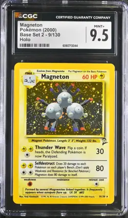 CGC 9.5 MINT+ Magneton Base Set 2 9/130 Holo SWIRL 2000 Pokemon Card psa - Image 1