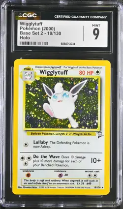 CGC 9 MINT Wigglytuff Base Set 2 19/130 Holo 2000 Pokemon Card psa - Image 1