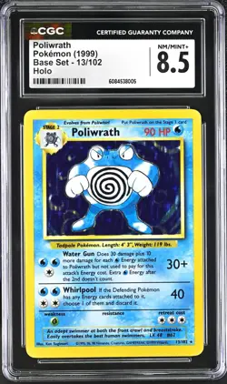 CGC 8.5 Poliwrath 1999 Base 13/102 Holo Pokemon Card NM/MINT+ psa - Image 1