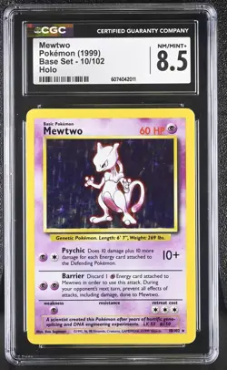 CGC 8.5 Mewtwo 1999 Base Set 10/102 Holo Pokemon Card - Image 1