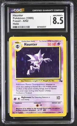 CGC 8.5 Haunter 1999 Fossil 6/62 Holo Pokemon Card - Image 1