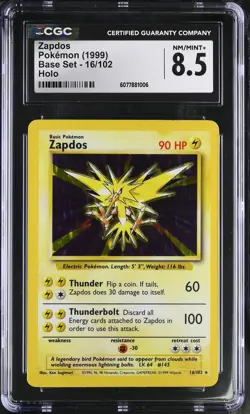 CGC 8.5 Zapdos 1999 Base Set 16/102 Holo Pokemon Card - Image 1