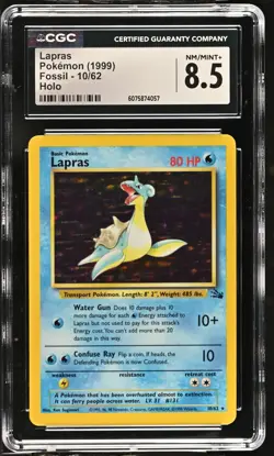 CGC 8.5 Lapras 1999 Fossil 10/62 Holo Pokemon Card - Image 1