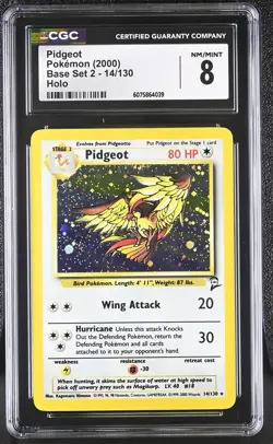 CGC 8 Pidgeot 2000 Base Set 2 14/130 Holo Pokemon Card - Image 1