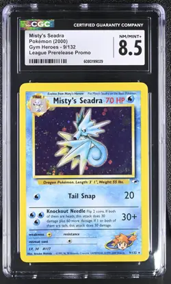 CGC 8.5 Misty's Seadra 2000 Gym Heroes 9/132 Prerelease Holo Pokemon Card - Image 1