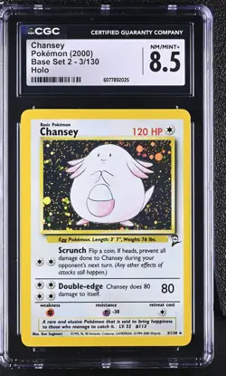 CGC 8.5 Chansey 2000 Base Set 2 3/130 Holo Pokemon Card - Image 1