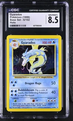 CGC 8.5 Gyarados 1999 Base Set 6/102 Holo Pokemon Card - Image 1