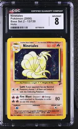 CGC 8 Ninetales 2000 Base Set 2 13/130 Holo Pokemon Card - Image 1