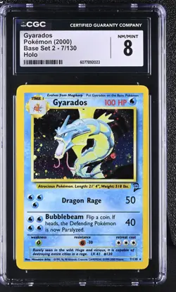 CGC 8 Gyarados 2000 Base Set 2 7/130 Holo Pokemon Card - Image 1