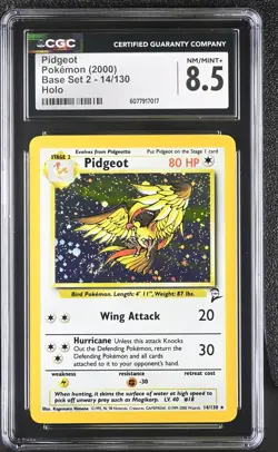 CGC 8.5 Pidgeot 2000 Base Set 2 14/130 Holo SWIRL Pokemon Card - Image 1