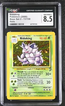 CGC 8.5 Nidoking 2000 Base Set 2 11/130 Holo Pokemon Card - Image 1