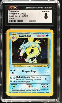 CGC 8 Gyarados 2000 Base Set 2 7/130 Holo Pokemon Card - Image 1