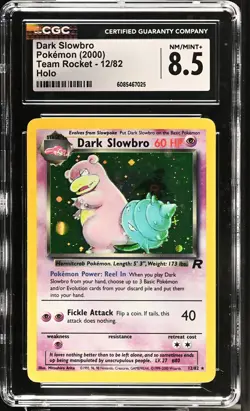 CGC 8.5 Dark Slowbro 2000 Team Rocket 12/82 Holo Pokemon Card - Image 1