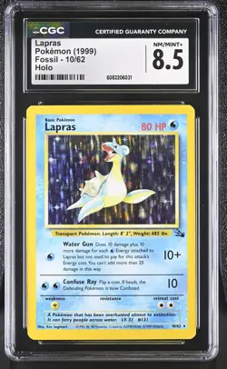 CGC 8.5 Lapras 1999 Fossil 10/62 Holo Pokemon Card - Image 1