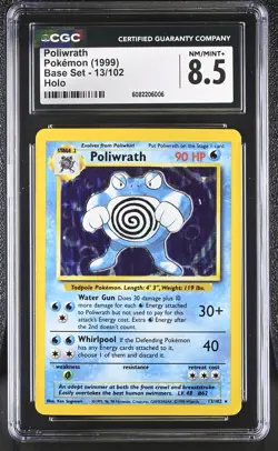 CGC 8.5 Poliwrath 1999 Base Set 13/102 Holo Pokemon Card - Image 1