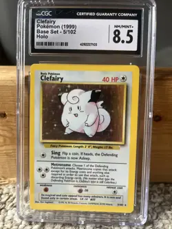 CGC 8.5 Clefairy 1999 Base Set 5/102 Holo Pokemon Card - Image 2