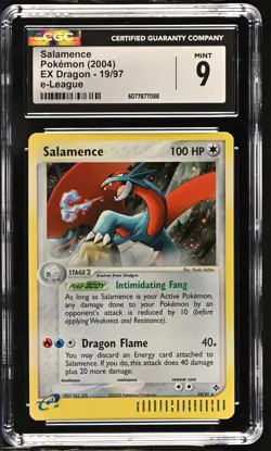 CGC 9 MINT Salamence 2004 EX Dragon Holo 19/97 e-League Pokemon Card - Image 1