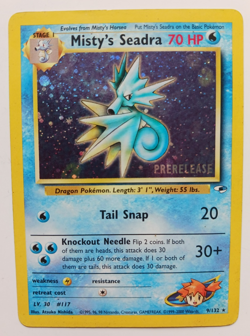 Misty's Seadra Pokemon Card Holo WOTC Prerelease 9/132 Gym Heroes Vintage LP - Image 1