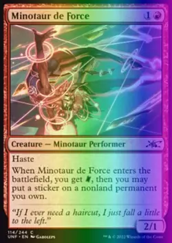MTG Magic the Gathering Minotaur de Force (114/654) Unfinity NM FOIL - Image 1