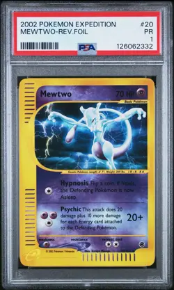 PSA 1 2002 Expedition Mewtwo Reverse Holo Foil 20/165 WOTC E-Reader Pokemon PR - Image 1