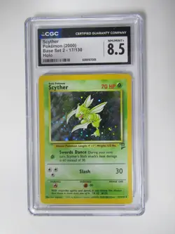 2000 Pokemon Base Set 2 Scyther 17/130 Holo CGC 8.5 - Image 1