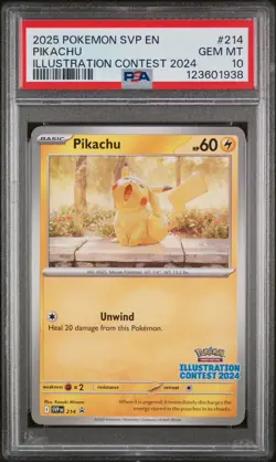 Pokemon Scarlet & Violet Promos #214 Pikachu Illustration Contest PSA 10 - Image 1