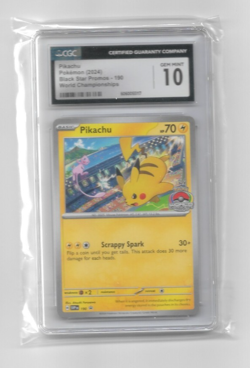 Pikachu 190 World Championship 2024 CGC GEM MINT 10 Black Star Promo Pokemon TCG - Image 1