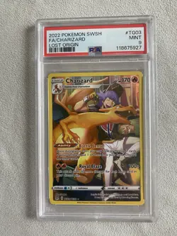 2022 POKEMON SWORD & SHIELD LOST ORIGIN #TG03 FULL ART/CHARIZARD PSA 9 - Image 1