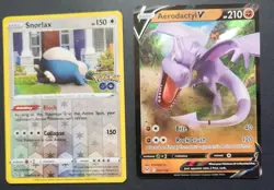 lot of 2 pokemon cards Aerodactyl V 92/196* and Snorlax 55/078* rare - Image 1